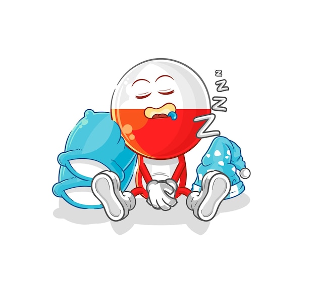 Polonia dormir personaje de dibujos animados mascota vector