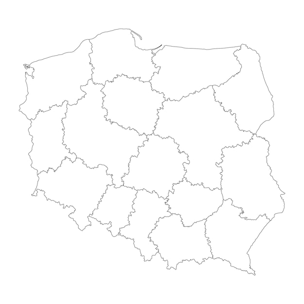 Polonia mapa con provincias ilustración vectorial