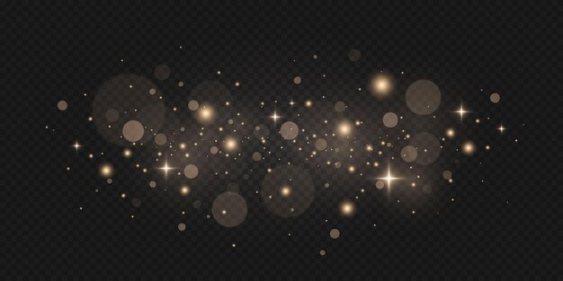 Polvo amarillo Destellos de luz hermosa Las partículas de polvo vuelan en el espacio