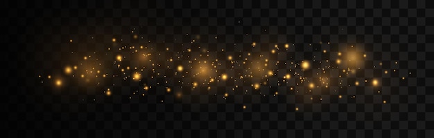 Polvo amarillo Destellos de luz hermosa Las partículas de polvo vuelan en el espacio