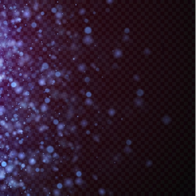 Polvo azul brillante con estrellas azules brillantes sobre un fondo transparente Textura brillante