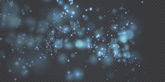Polvo azul brillante con estrellas azules brillantes sobre un fondo transparente Textura brillante