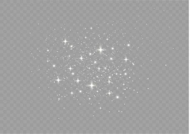 El polvo chispea y las estrellas doradas brillan con una luz especial. Brillantes partículas de polvo mágico.