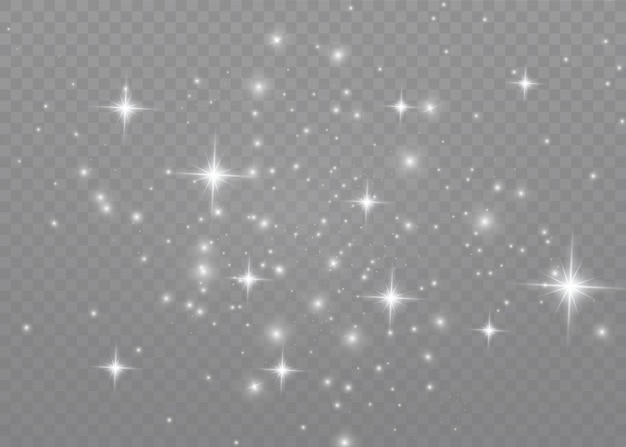 El polvo chispea y las estrellas doradas brillan con una luz especial. Brillantes partículas de polvo mágico.