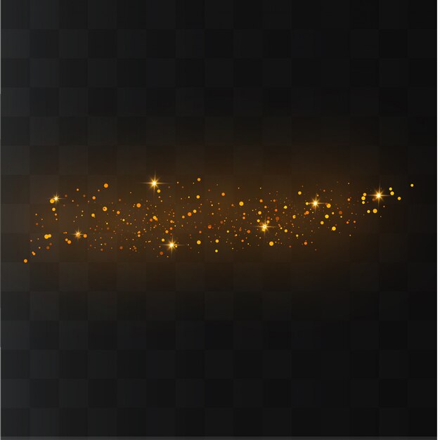 El polvo chispea y las estrellas doradas brillan con una luz especial. Brillantes partículas de polvo mágico.