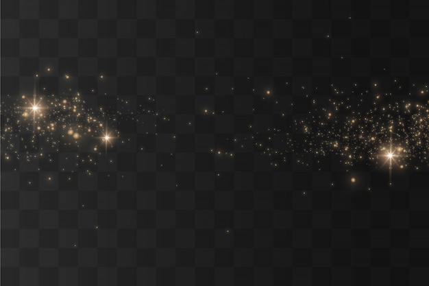El polvo chispea y las estrellas doradas brillan con una luz especial. Brillantes partículas de polvo mágico.