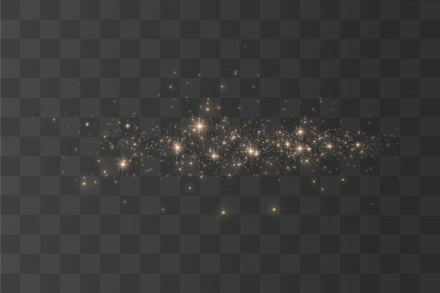El polvo chispea y las estrellas doradas brillan con una luz especial. Brillantes partículas de polvo mágico.