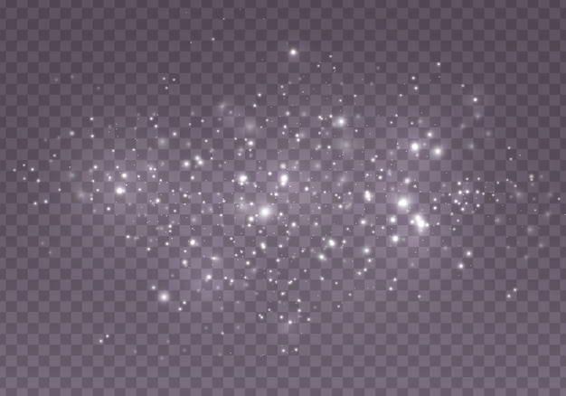 El polvo chispea y las estrellas doradas brillan con una luz especial. Fondo abstracto con efecto bokeh.