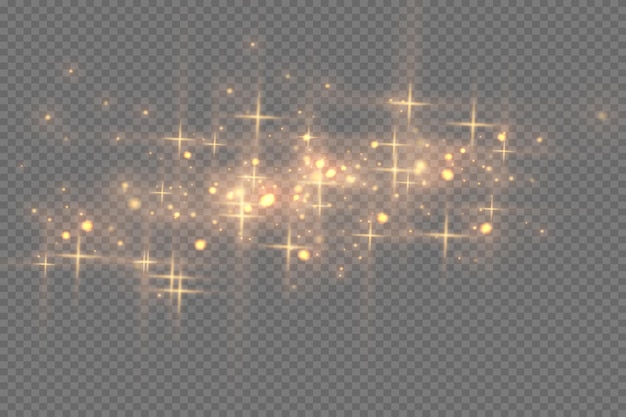 El polvo chispea y las estrellas doradas brillan con una luz especial.