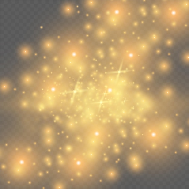 El polvo chispea y las estrellas doradas brillan con una luz especial.