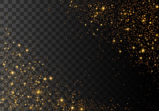 El polvo chispea y las estrellas doradas brillan