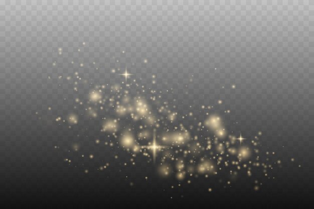 El polvo dorado brillante con las estrellas dorado brillante bokeh luz luces efecto fondo