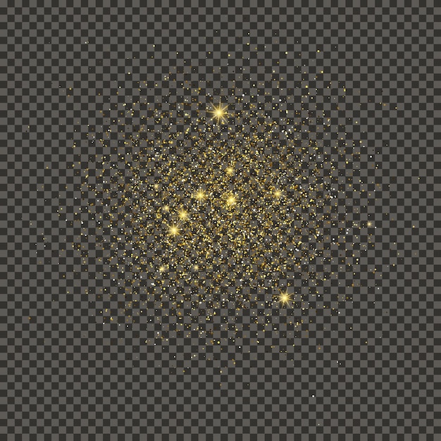 Polvo dorado brillante sobre un fondo gris transparente Polvo con efecto de brillo dorado y espacio vacío para su texto Ilustración vectorial