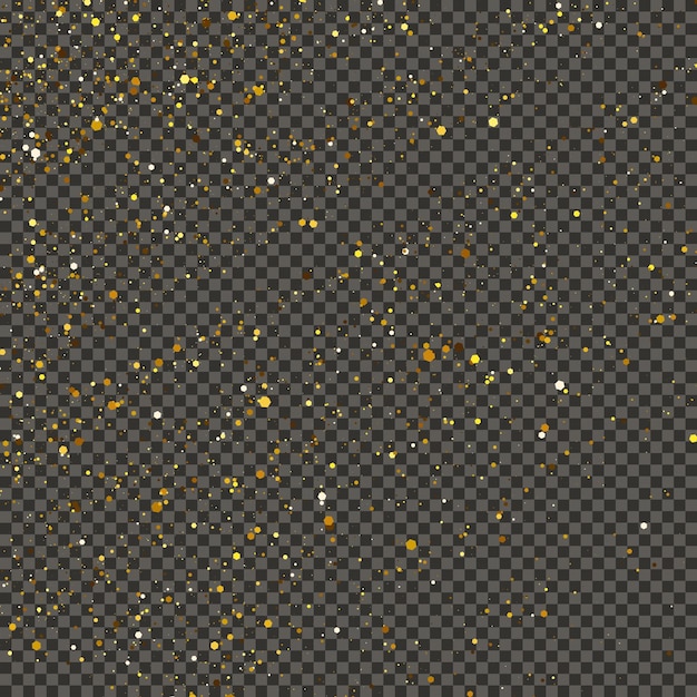 Polvo dorado brillante sobre fondo transparente.