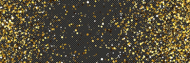 El polvo dorado reluciente con estrellas en un fondo transparente