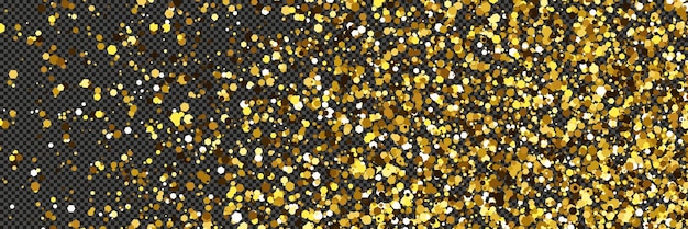 El polvo dorado reluciente con estrellas en un fondo transparente