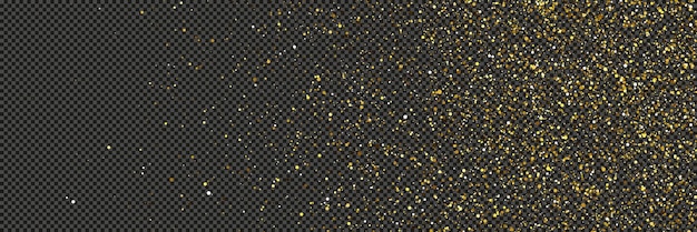 El polvo dorado reluciente con estrellas en un fondo transparente