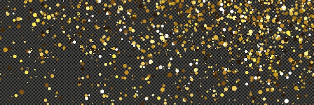 El polvo dorado reluciente con estrellas en un fondo transparente