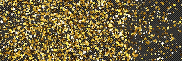 El polvo dorado reluciente con estrellas en un fondo transparente