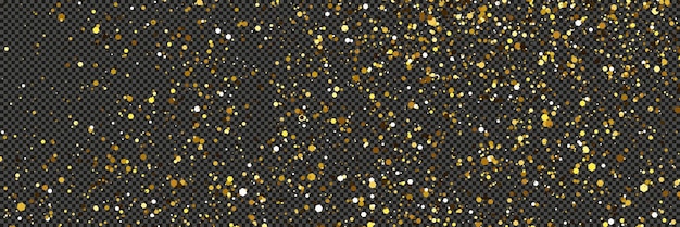 El polvo dorado reluciente con estrellas en un fondo transparente