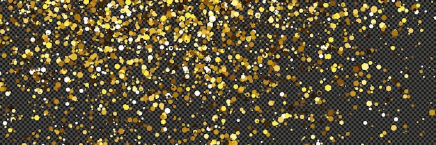 El polvo dorado reluciente con estrellas en un fondo transparente