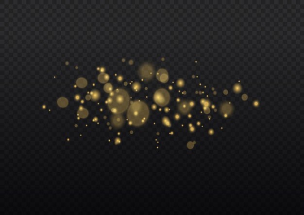 Polvo de estrellas borroso dorado Efecto de luz borrosa Resplandor desenfocado Bokeh Polvo amarillo chispas estrellas vector