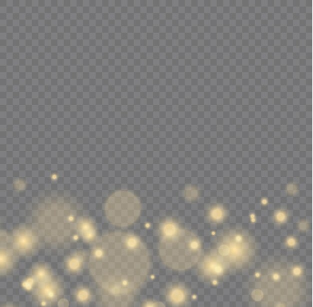 Polvo de estrellas borroso dorado Efecto de luz borrosa Resplandor desenfocado Bokeh Polvo amarillo chispas estrellas vector