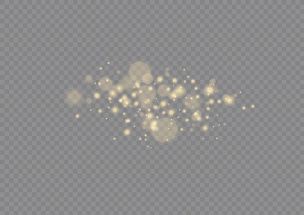 Polvo de estrellas borroso dorado Efecto de luz borrosa Resplandor desenfocado Bokeh Polvo amarillo chispas estrellas vector