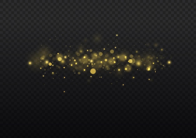 Polvo de estrellas borroso dorado Efecto de luz borrosa Resplandor desenfocado Bokeh Polvo amarillo chispas estrellas vector