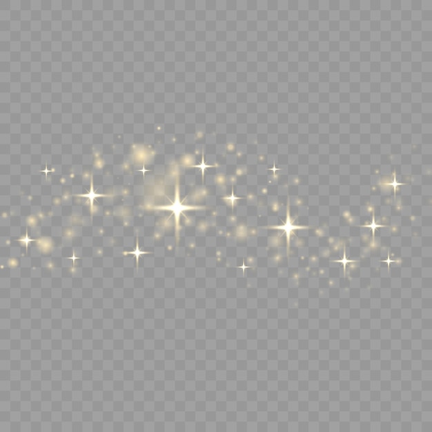 Polvo de estrellas borroso dorado efecto de luz borrosa resplandor desenfocado bokeh polvo amarillo chispas estrellas vector