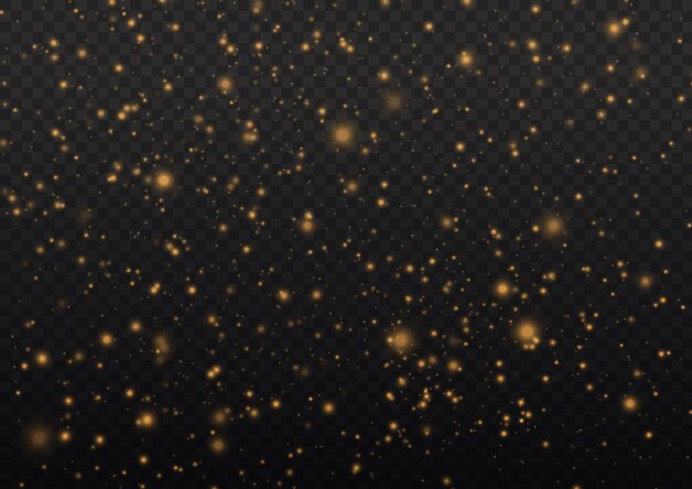 Polvo de estrellas borroso dorado Efecto de luz borrosa Resplandor desenfocado Bokeh Polvo amarillo chispas estrellas vector