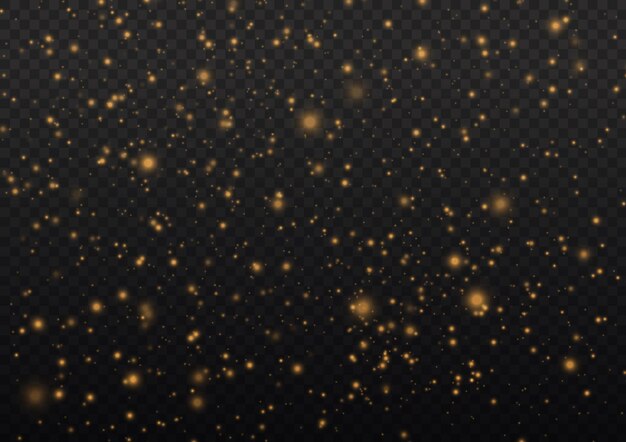 Polvo de estrellas borroso dorado Efecto de luz borrosa Resplandor desenfocado Bokeh Polvo amarillo chispas estrellas vector