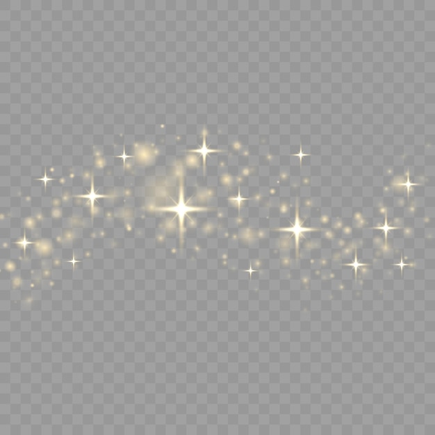 Polvo de estrellas borroso dorado Efecto de luz borrosa Resplandor desenfocado Bokeh Polvo amarillo chispas estrellas vector