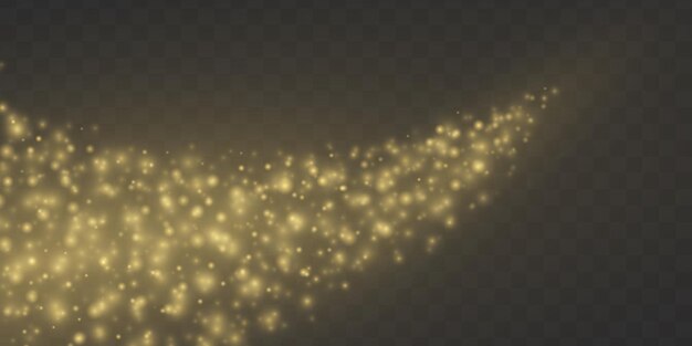 Polvo de estrellas borroso dorado Efecto de luz borrosa Resplandor desenfocado Bokeh Polvo amarillo chispas estrellas vector