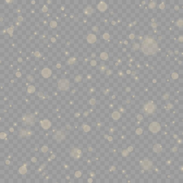 Polvo de estrellas borroso dorado Efecto de luz borrosa Resplandor desenfocado Bokeh Polvo amarillo chispas estrellas vector