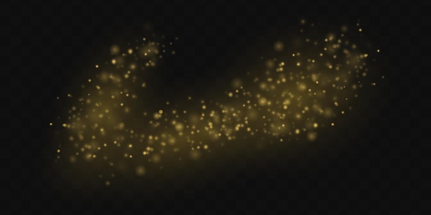 Polvo de estrellas borroso dorado Efecto de luz borrosa Resplandor desenfocado Bokeh Polvo amarillo chispas estrellas vector