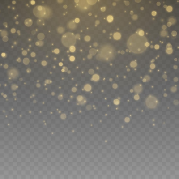 Polvo de estrellas borroso dorado Efecto de luz borrosa Resplandor desenfocado Bokeh Polvo amarillo chispas estrellas vector