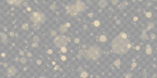 Polvo de estrellas borroso dorado Efecto de luz borrosa Resplandor desenfocado Bokeh Polvo amarillo chispas estrellas vector