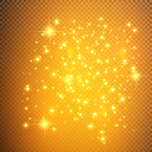 Polvo de estrellas, efecto de luz dorada.