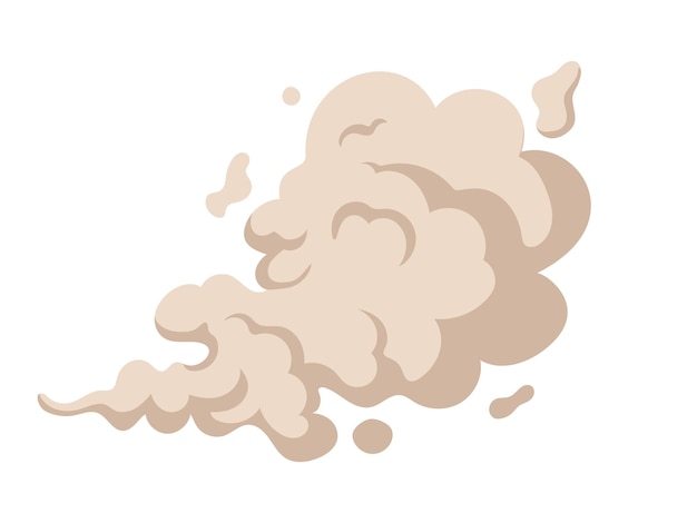 El polvo de humo y la nube de gas después de la explosión la niebla sopla curvas de vapor humeantes de gases de escape intensos