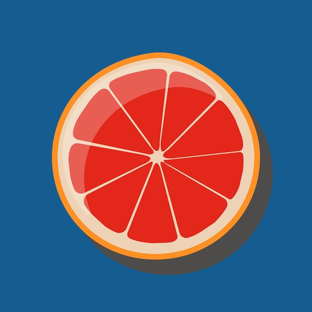 Vector pomelo con sombras duras sobre un fondo azul.