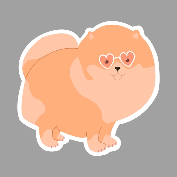 Vector pomerania en gafas rosas linda pegatina ilustración vectorial para niños