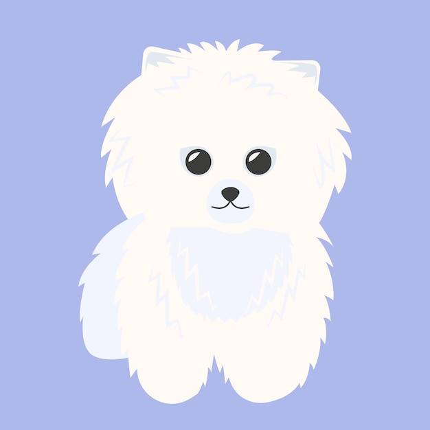 Vector pomerania spitz blanco aislado sobre fondo blanco. perrito