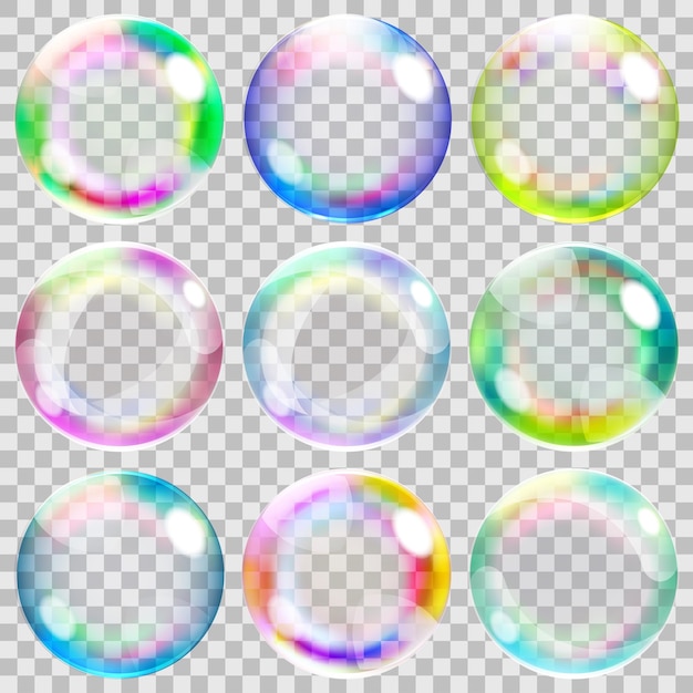 Pompas de jabón transparentes multicolores