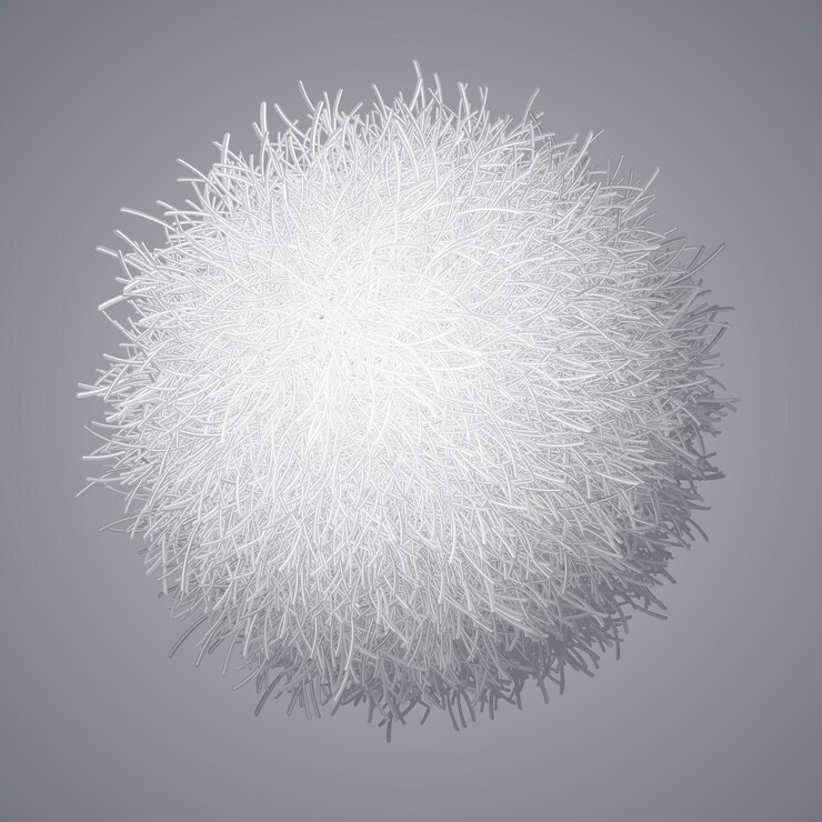 Vector pompón de piel realista aislado sobre fondo gris