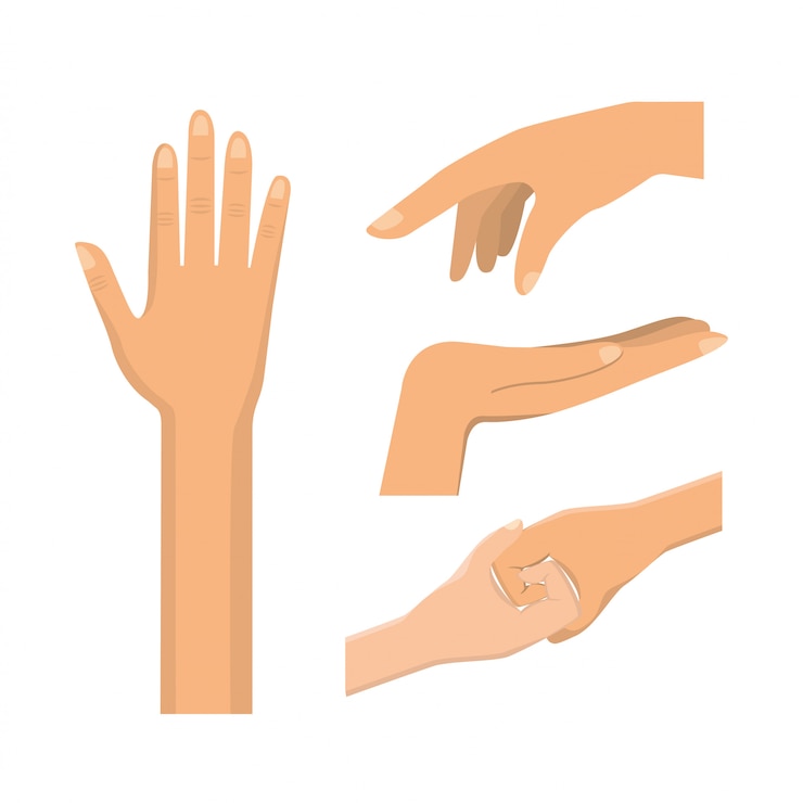 Vector pon el gesto de las manos con las uñas y los dedos.