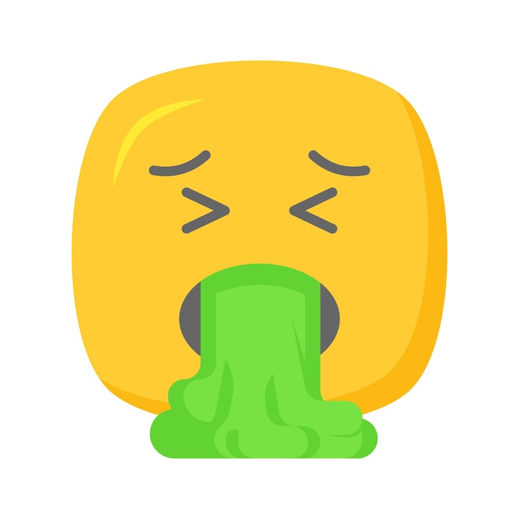 Vector pon tus manos en este diseño de icono de emoji de vómito de moda