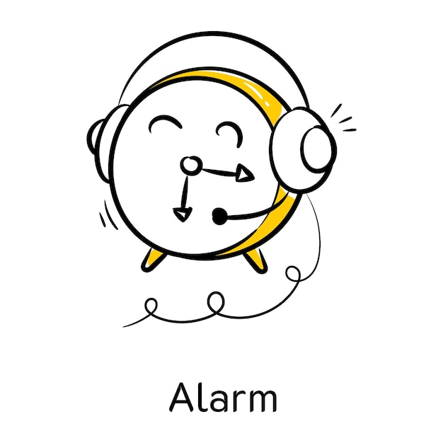 Pon tus manos en este lindo icono de garabato de alarma