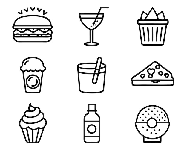 poner fuera comida y bebida icono línea de arte ilustración comida bebida bebida restaurante vino comida