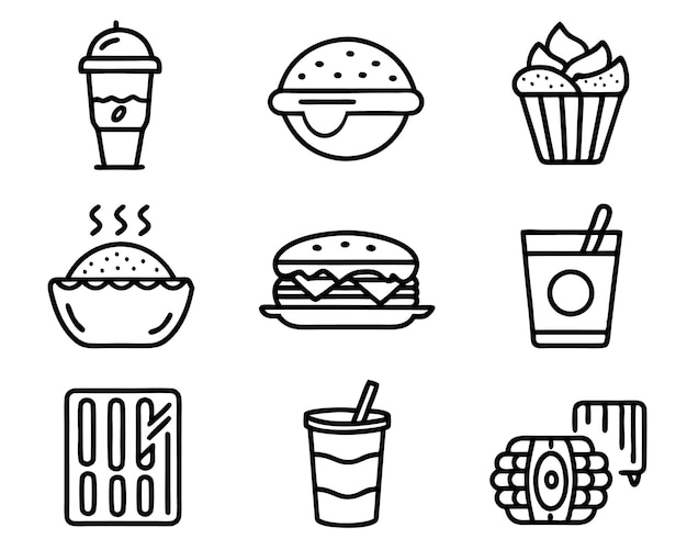 poner fuera comida y bebida icono línea de arte ilustración comida bebida bebida restaurante vino comida
